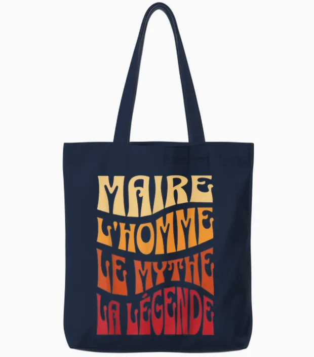 Mayor Man the Myth the Legend Gift Idea Member Town Hall Tote Bags in Navy