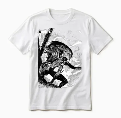 Aliens Iconic Epic Xenomorph in the Dark Big Chest Unisex T-Shirt - White