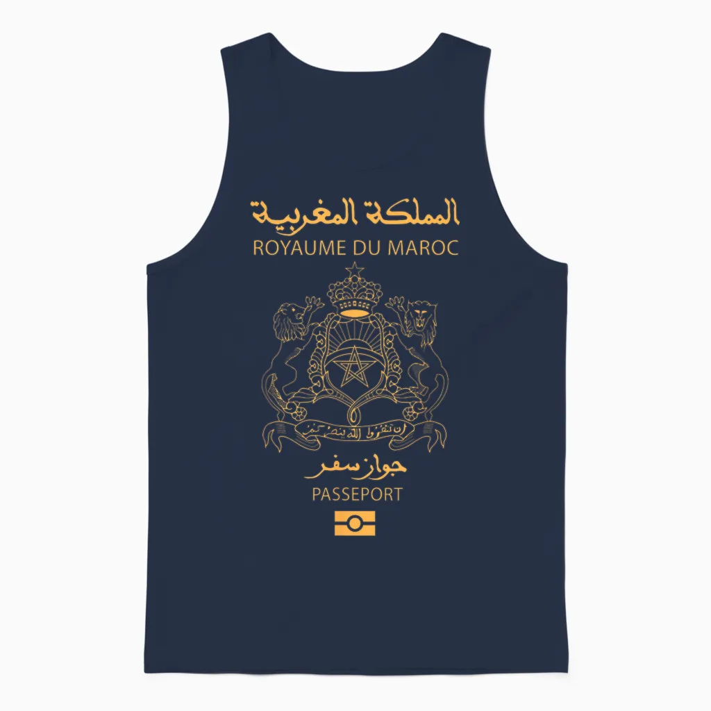 Passeport Marocain Fierté Marocaine Royaume Du Maroc Cadeau Unisex Tank Top in Navy