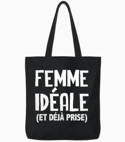 A Woman Ideal Valentine's Day Couple Love Man Gift T-Shirt, Black Tote Bags - Black