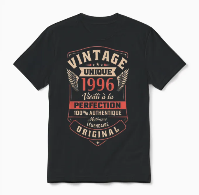1996 Cadeau Anniv. 30 Ans Homme Femme Vintage Amusant Fête Unisex T-Shirt in Black