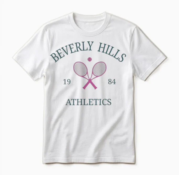 Beverly Hills Athletics California Tennis Club Schläger Prep Unisex T-Shirt in White
