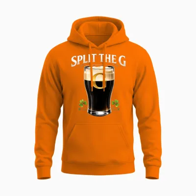 Split the G Irish Beer Tees St Patricks Day Pub Unisex Hoodie - Safety Orange