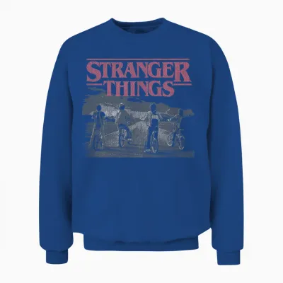 Stranger Things Poster Bike Scene T-Shirt, Blue, S Unisex Sweatshirt - Royal