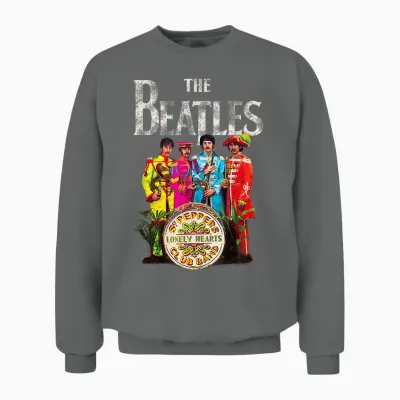 The Beatles Sgt. Pepper's Lonely Hearts Short Sleeve Unisex Sweatshirt - Graphite Heather