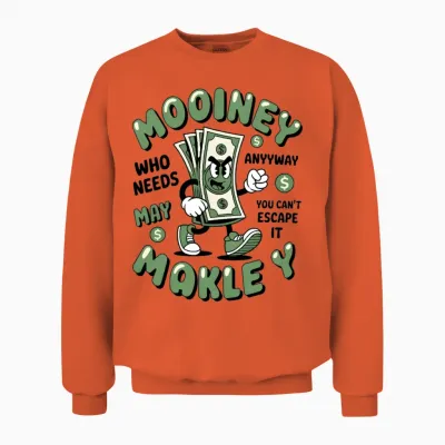 Money Mover Cartoon – Funny Retro Cash Art Unisex Sweatshirt - Orange