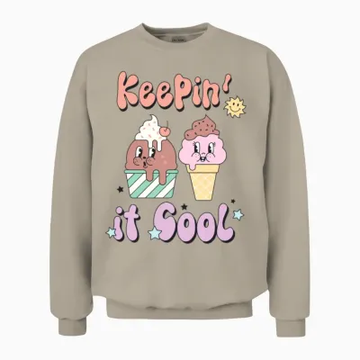 Keepin in Cool, Summer, Retro, Unisex Sweatshirt - Sand