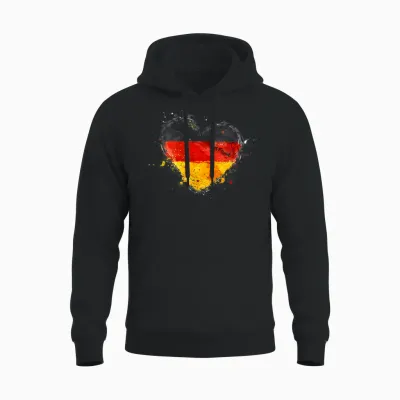 Deutschland Deutsche Flagge Herz Unisex Hoodie - Black