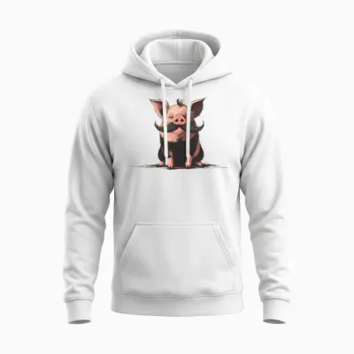Costume De Cochon Souriant Avec Moustache Unisex Hoodie - White