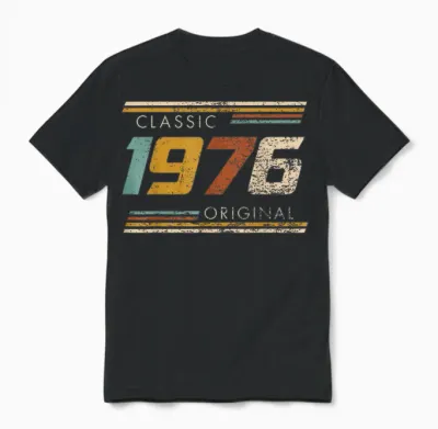 Classic 1976 Original Vintage Anniversary Est Edition 1976 T-Shirt, Black Unisex T-Shirt - Black