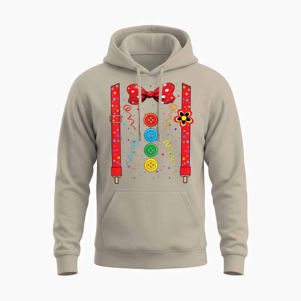 Clown Karneval Kostüm Clownskostüm Clowns Fancy Dress Confetti Unisex Hoodie in Sand