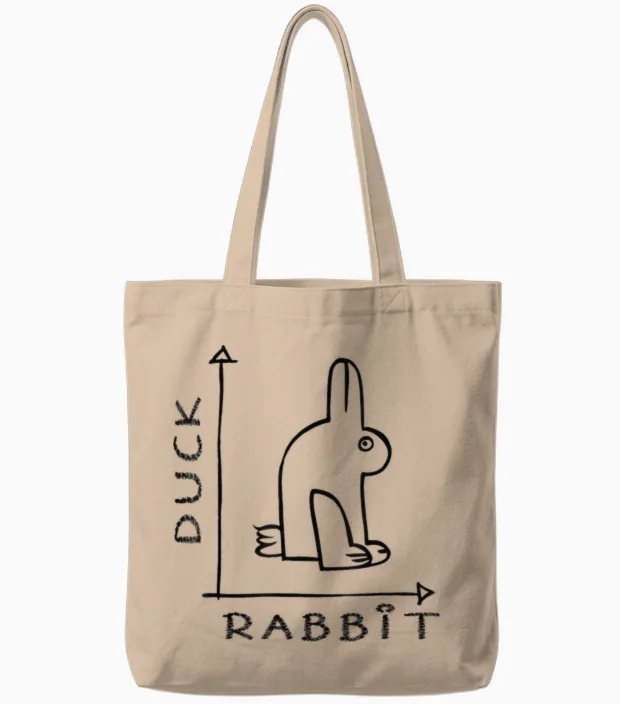 Rabbit Duck Funny Optical Illusion Tote Bags in Natural