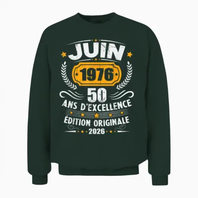 Vintage Juin 1976 Cadeau Anniversaire 50 Ans Hommes Femmes Unisex Sweatshirt - Forest