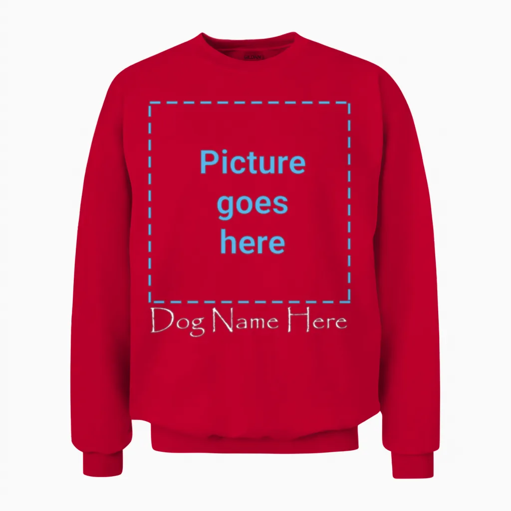 Personalized Gifts Customized Photo Text Dog Tees Unisex Sweatshirt in Red