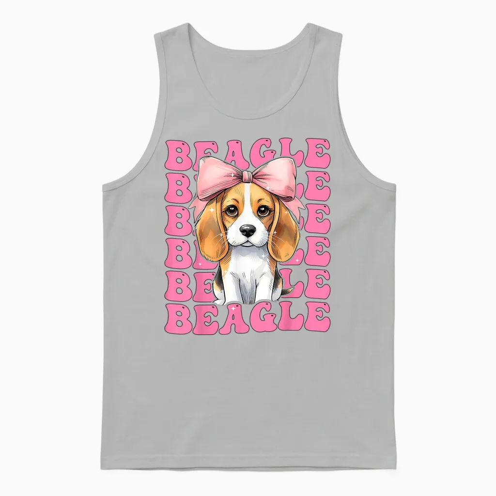 Coquette Bow Beagle Fille Chien Maman FĂȘte Des MĂšres Rose Unisex Tank Top in Ash