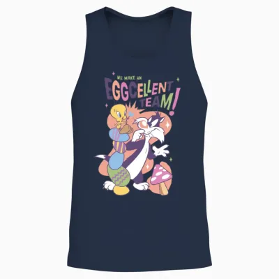 Looney Tunes Tweety and Sylvester Eggcellent Team Unisex Tank Top - Navy