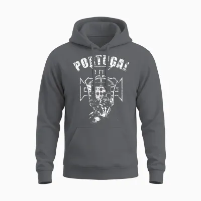 Portugal Por Soccer Fan T-Shirt, Black Unisex Hoodie - Charcoal