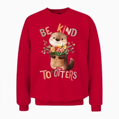 Baby Otter Mit Blumen Sei Nett Otters Mädchen Tochter Sohn Unisex Sweatshirt - Red