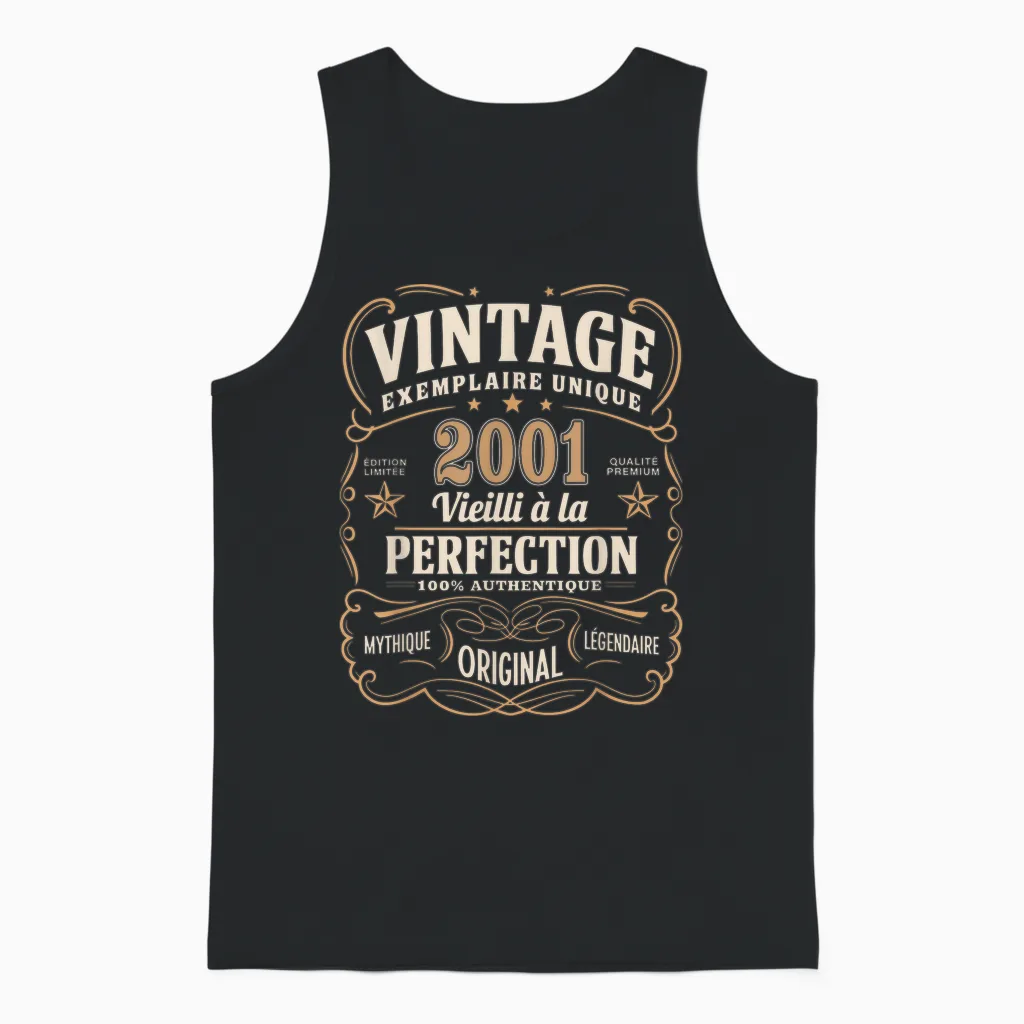24 Years Man 2001 Birthday T Shirt 24 Years Man 2001 T-Shirt, Black, S Unisex Tank Top in Black