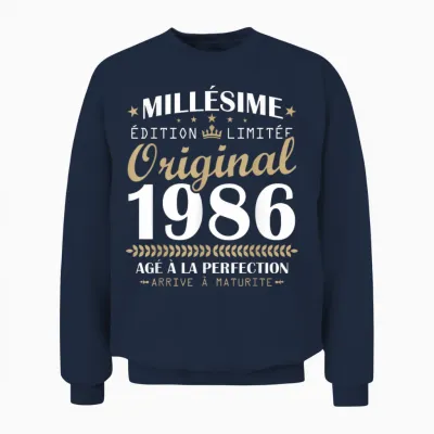 Millésime 1986 Original Cadeau D'anniversaire 40 Ans Hommes Unisex Sweatshirt - Navy