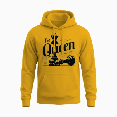 The Queen: Chess's Ultimate Power Unisex Hoodie - Gold