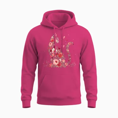 Cute Flower Cat for Cat Owner and Valentine's Day Unisex Hoodie - Heliconia