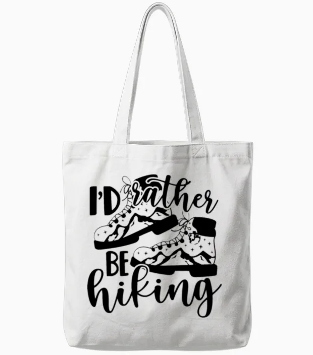 Rather Be Hiking & Outdoors Tote Bags in White