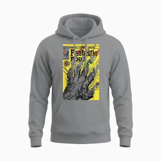 Fantastic Four Comic Dr Doom Hand T-Shirt, White, S Unisex Hoodie - Sport Grey