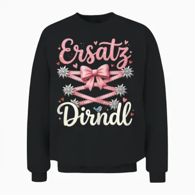 Outfit Trachten T-Shirt Damen Trachtenshirt Ersatz Dirndl Unisex Sweatshirt - Black