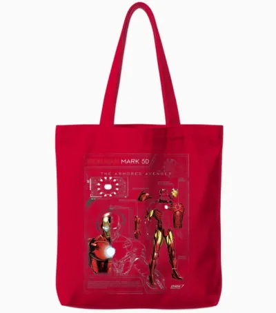 Iron Man Armor Plated Suit Blue Print Schematic Tote Bags - Red