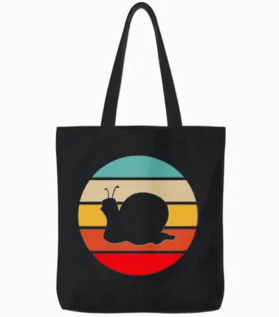 Snail Retro Tote Bags - Black