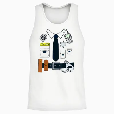 German Police Uniform Policeman Fancy Dress Police Costume T-Shirt, Blue Unisex Tank Top - White