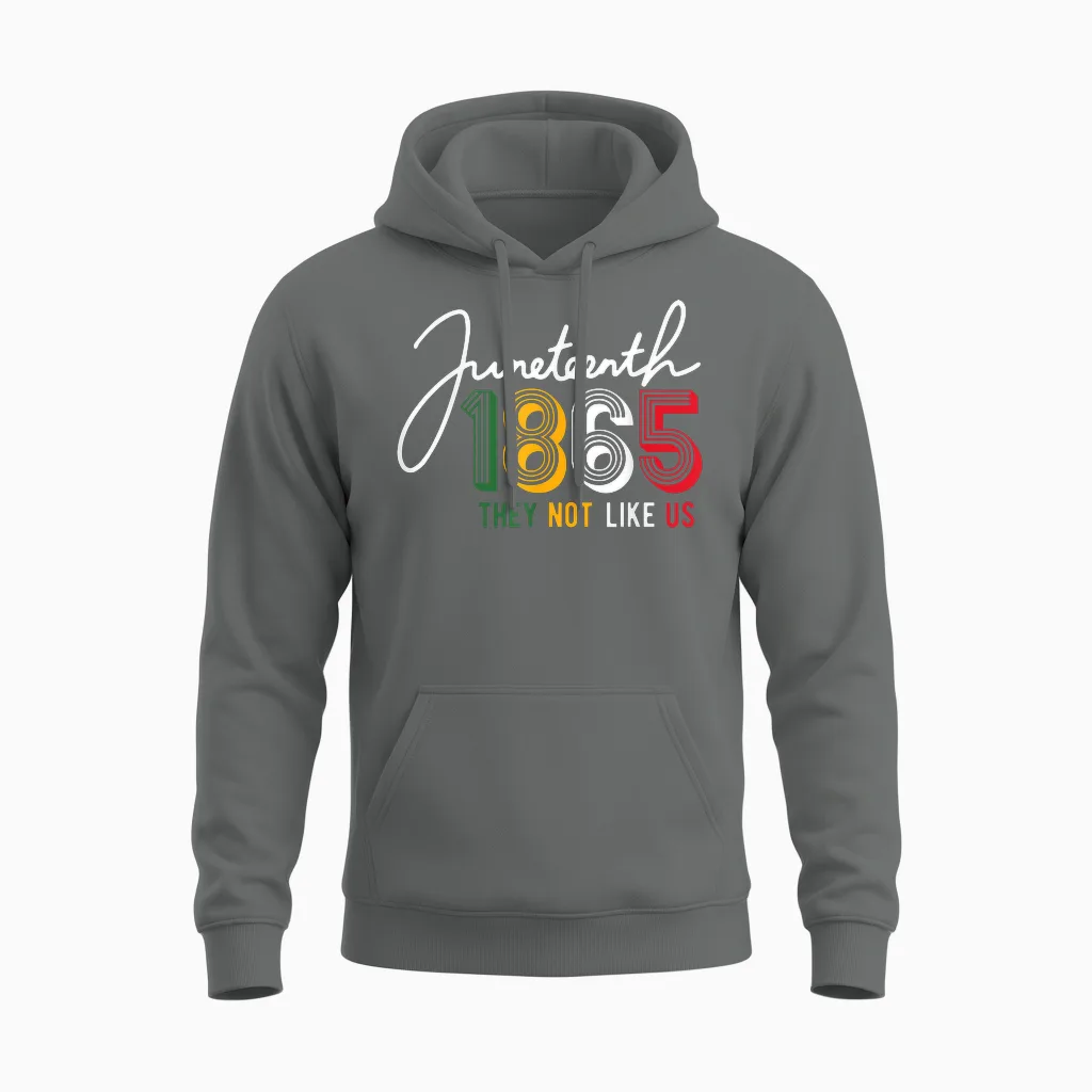 They Don't Like Us Juneteenth 1865 Pride Independence Day Unisex Hoodie in Graphite Heather