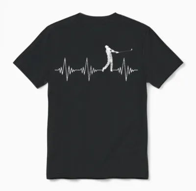 Golf Heartbeat Unisex T-Shirt - Black