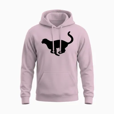 Running Cheetah Silhouette Unisex Hoodie - Light Pink