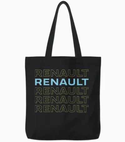 Renault Classic Stacked Text Logo Auto Tote Bags - Black