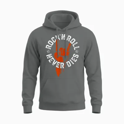 Rock N Roll Never Dies Rock and Roll Heavy Metal Music Unisex Hoodie - Graphite Heather