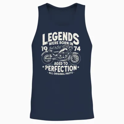 1974 Born Legends 50th Birthday Motorcycle Unisex Tank Top - Navy
