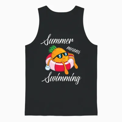 Funny Swimming Pineapple Unisex Tank Top - Black