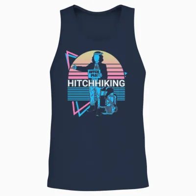 Hitchhiking Retro Hitch Hiking Unisex Tank Top - Navy