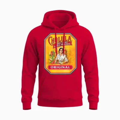 Cholula Hot Sauce Bottle Lable Casual Costume Foodies Unisex Hoodie - Red