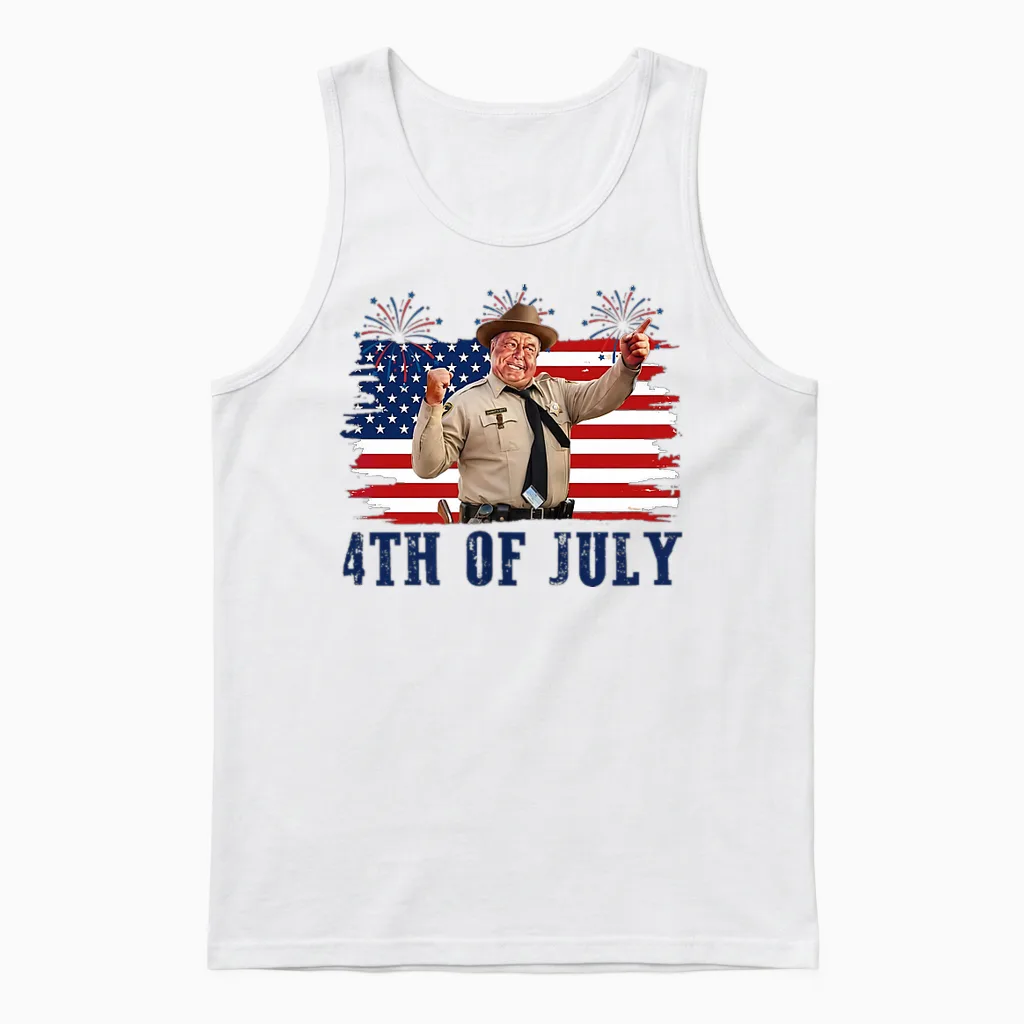 2 Sides Happy 4th of July to All You Sumbitches Patriotic Unisex Tank Top in White