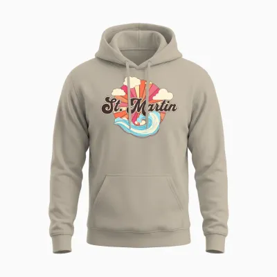Saint Martin Caribbean Retro Unisex Hoodie - Sand