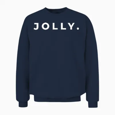 Jolly Christmas Subtle Minimal Funny Holiday Party Simple Unisex Sweatshirt - Navy