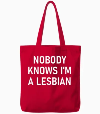 Nobody Knows I'm a Lesbian, Gay, Pride, Lbgt, Funny, Family T-Shirt Small Tote Bags - Red
