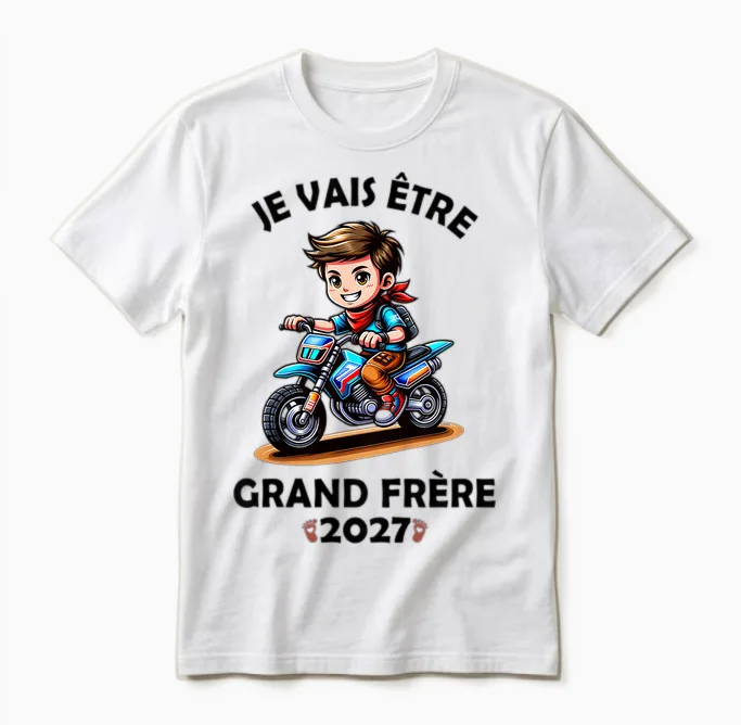 Enfant Je Vais Etre Grand Frère 2027 Futur Grand Frere Unisex T-Shirt in White