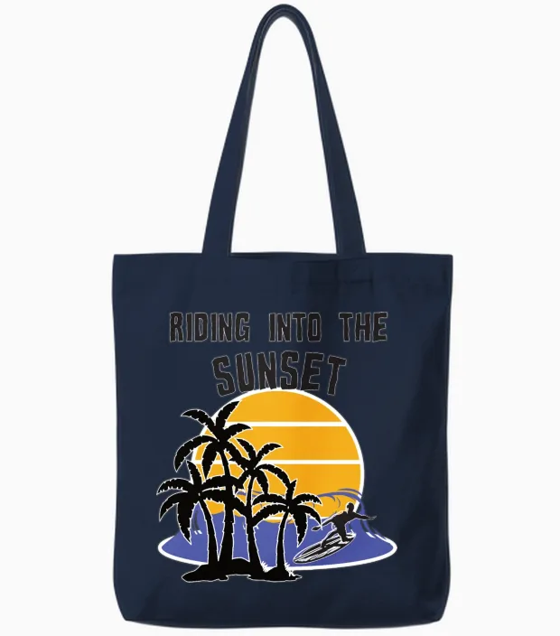Riding into the Sunset Vacation Tote Bags in Navy