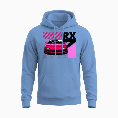 Mazda Rx7 Front Pink Unisex Hoodie - Carolina Blue