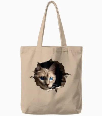 @n!mal Katze Wand Tiere Katzenmotiv Tier Katze T-Shirt Schwarz Unisex-Erwachsene Und Kinder Klein Tote Bags - Natural
