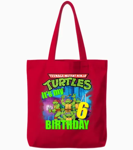 Mademark X Teenage Mutant Ninja Turtles - Original Teenage Mutant Ninja Turtles Sixth Birthday 6th Tote Bags - Red